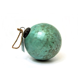 Bombka szklana rustykalna metaliczny niebieski AQUA 14cm